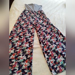 Wide leg strapless jumpsuit